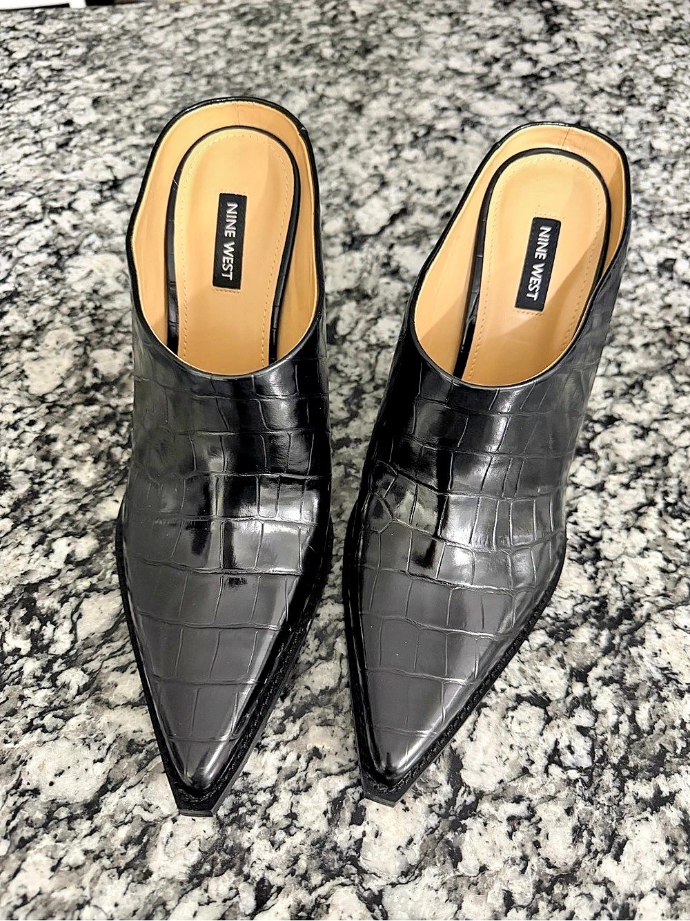 Nine West Reiser Western Mules Black Pointed-Toe US 101⁄2